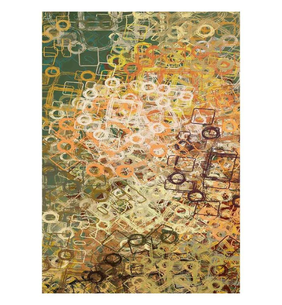 Tapis, rouge, orange, beige, moutarde, 100% polyester, 80 x 120 cm