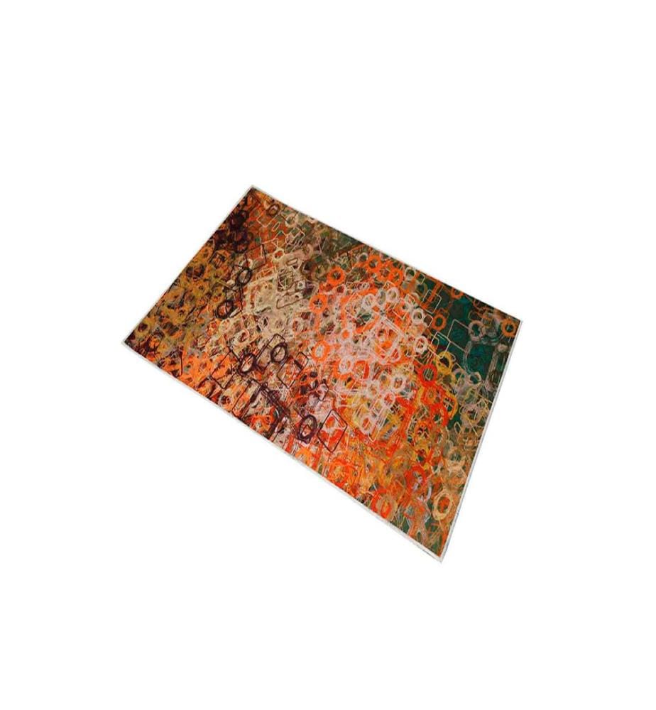 Tapis, rouge, orange, beige, moutarde, 100% polyester, 160 x 230 cm