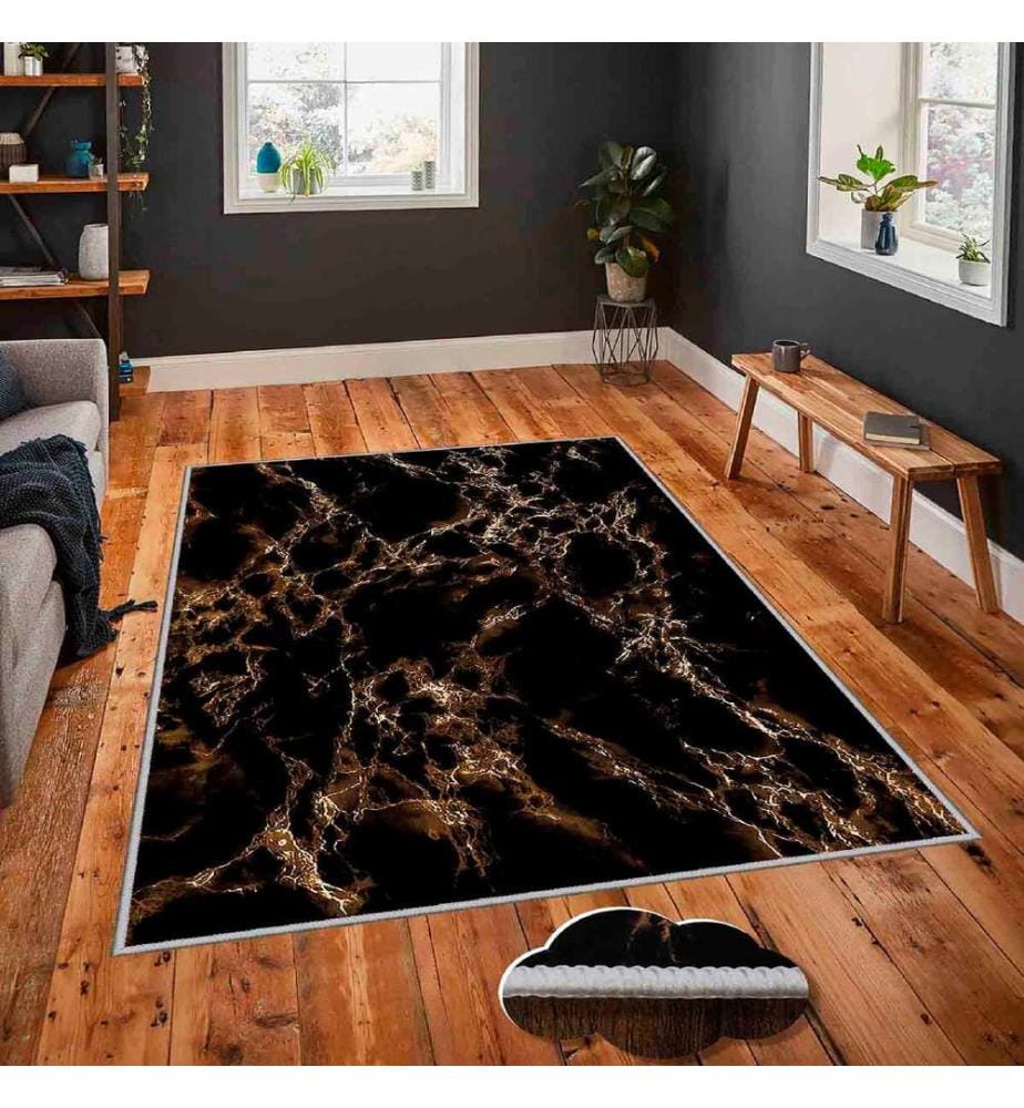 Teppich, Gold, Schwarz, 100% Polyester, 50 x 80 cm