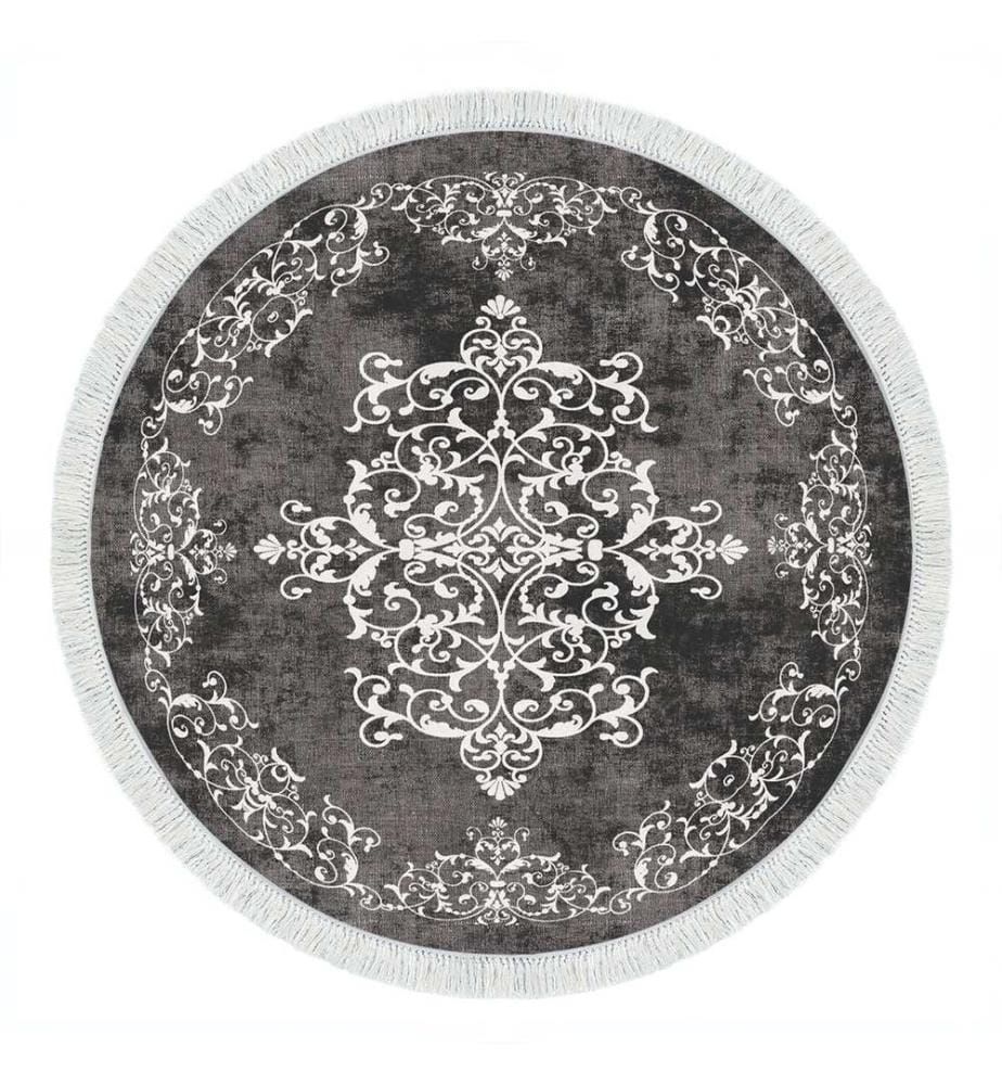 Tapis, gris, blanc, 100% polyester, 180 x 180 cm