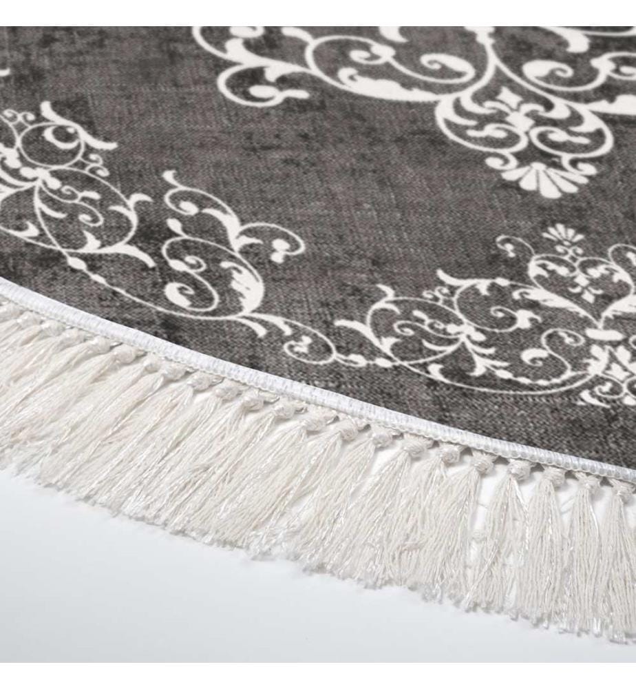 Tapis, gris, blanc, 100% polyester, 180 x 180 cm