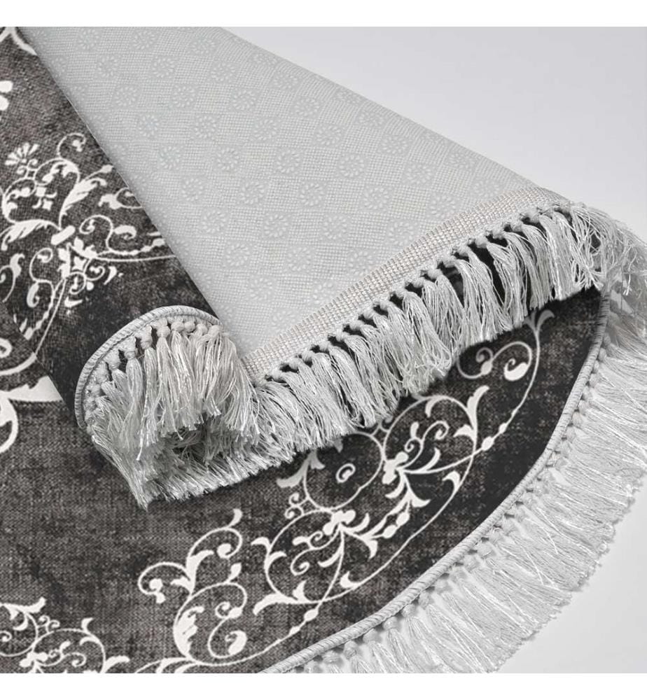 Tapis, gris, blanc, 100% polyester, 180 x 180 cm