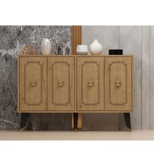 Console, Rovere zaffiro, Oro, Pannello di particelle rivestito in melamina