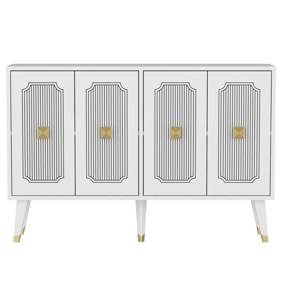 Console, Bianco, Oro, Pannello di particelle rivestito in melamina