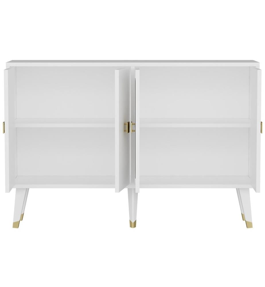 Consolle, Bianco, Oro, Pannello di particelle rivestito in melamina