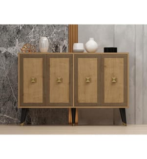 Console, Rovere zaffiro, Oro, Pannello di particelle rivestito in melamina