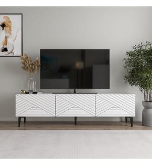 Meuble TV, blanc, 100 % PANNEAUX DE PARTICULES REVÊTUS DE MÉLAMINE