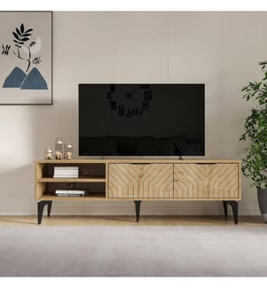 Meuble TV, Chêne saphir, PANNEAU DE PARTICULES 100 % MÉLAMINÉ