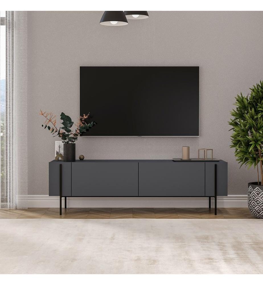TV-Ständer, Anthrazit, 100 % MELAMINBESCHICHTETE SPANPLATTE