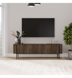 Meuble TV, noyer, PANNEAUX DE PARTICULES 100 % MÉLAMINÉS