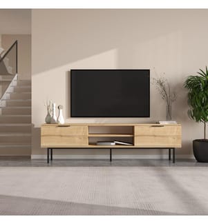 Meuble TV, Chêne saphir, PANNEAU DE PARTICULES 100 % MÉLAMINÉ