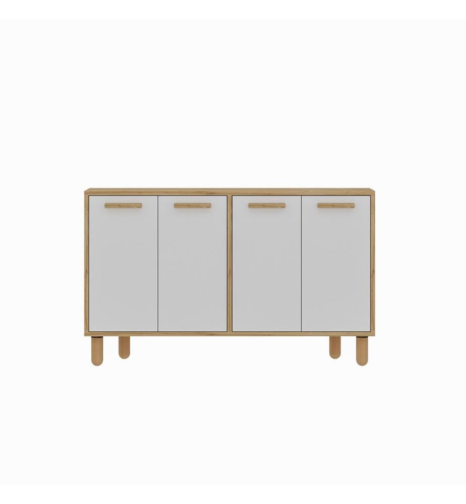 Console, chêne saphir, blanc, panneau de particules 100 % mélaminé