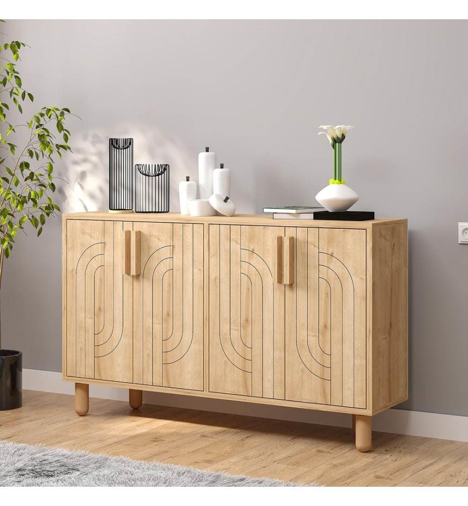 Console, Chêne saphir, PANNEAU DE PARTICULES 100 % MÉLAMINÉ