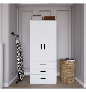 Kleiderschrank, mattweiss, 100 % MELAMINBESCHICHTETE SPANPLATTE