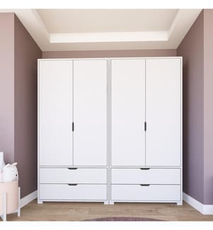 Kleiderschrank, mattweiss, 100 % MELAMINBESCHICHTETE SPANPLATTE