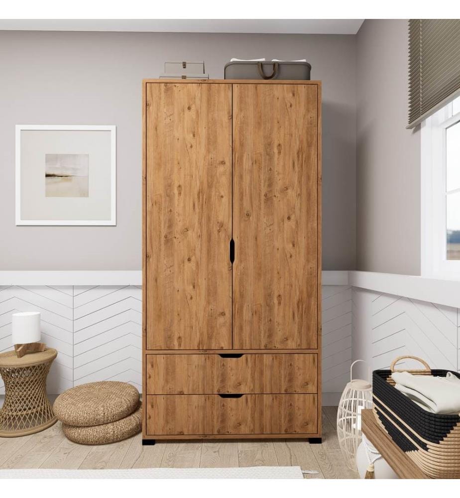 Kleiderschrank, Atlantikkiefer, 100 % MELAMINBESCHICHTETE SPANPLATTE