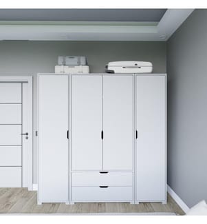 Kleiderschrank, mattweiss, 100 % MELAMINBESCHICHTETE SPANPLATTE