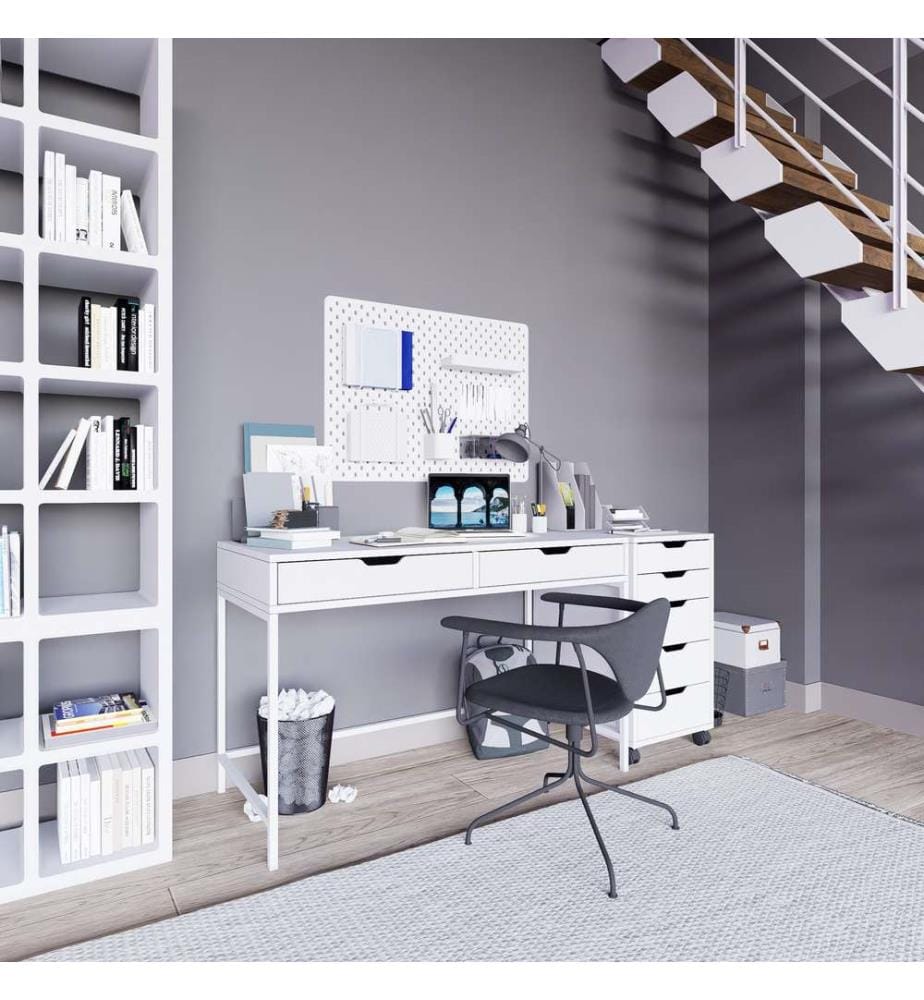 Bureau, blanc, panneau de particules 100 % mélaminé