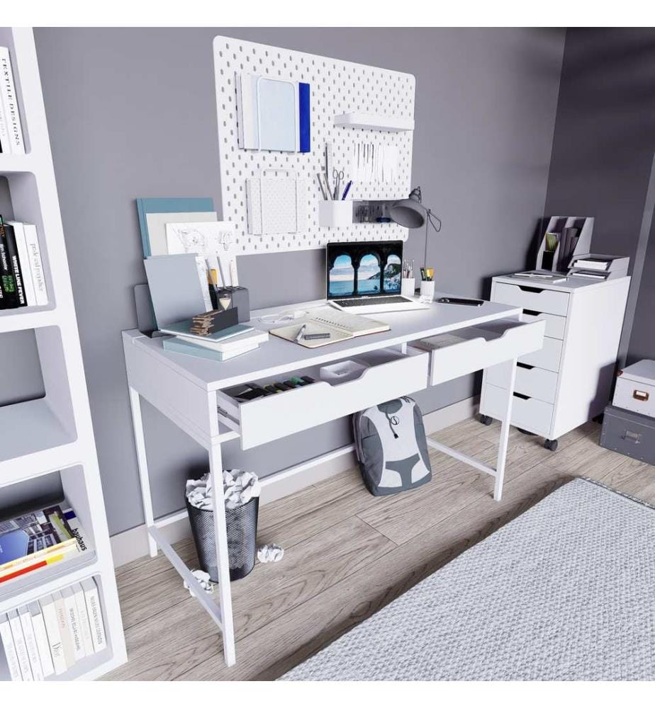 Bureau, blanc, panneau de particules 100 % mélaminé