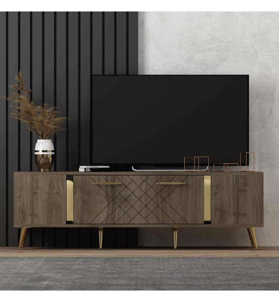 Noix, Or, Armoires Tv, 48,2X150X35 cm, Plaque De Particules Enrobée De Mélamine