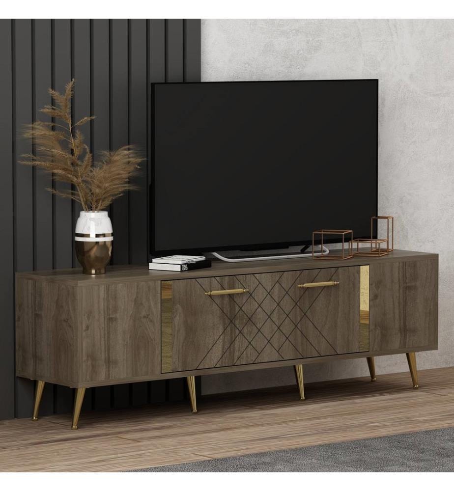 Noix, Or, Armoires Tv, 48,2X150X35 cm, Plaque De Particules Enrobée De Mélamine