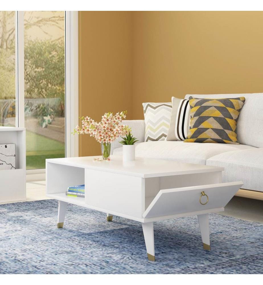 Weiss, Couchtische, 42,4X90X45 cm, Melaminbeschichtete Partikelplatte