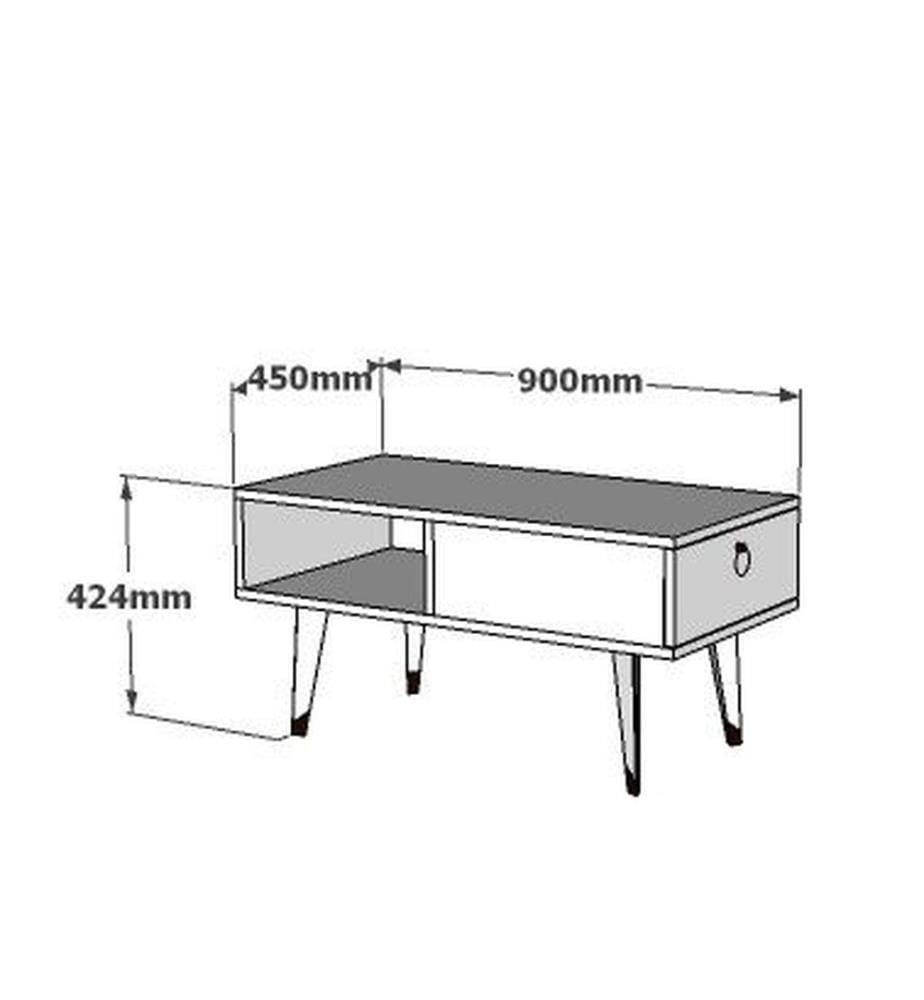 Noir, Blanc, Tables Basses, 42.4X90X45 cm, Plaque De Particules Enrobée De Mélamine