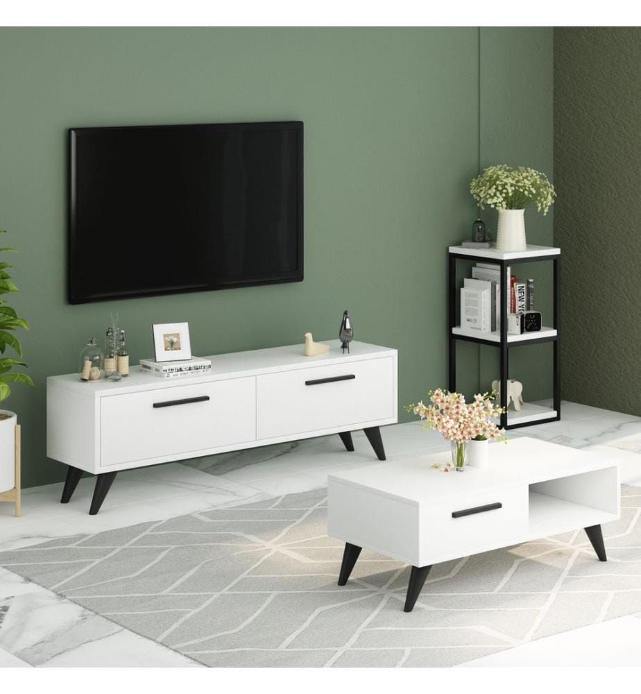 Weiss, Tv Schränke, 45X120X29,6 cm, Melaminbeschichtete Partikelplatte