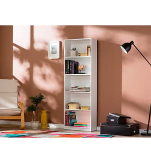 White, Booksheln, 170X58X23 cm, Piastra Di Particelle Con Rivestimento A Melamina