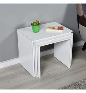 Bianco, Tavolini Da Caffè, 42X45X36 cm, Piastra Di Particelle Con Rivestimento Melaminico