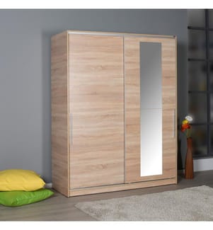 Marrone, Armadi, 207X160X60 cm, Piastra Di Particelle Rivestita Con Melamina