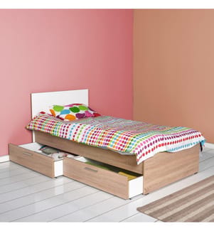 Marrone, Letti Classici, 85X100X195 cm, Piastra Di Particelle Con Rivestimento A Melamina