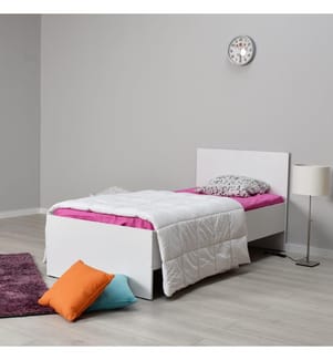 Bianco, Letti Classici, 89X96X195 cm, Piastra Di Particelle Con Rivestimento A Melamina