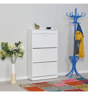 Diamant,Weiss, Schuhschränke, 128X75X29 cm, Melaminbeschichtete Partikelplatte