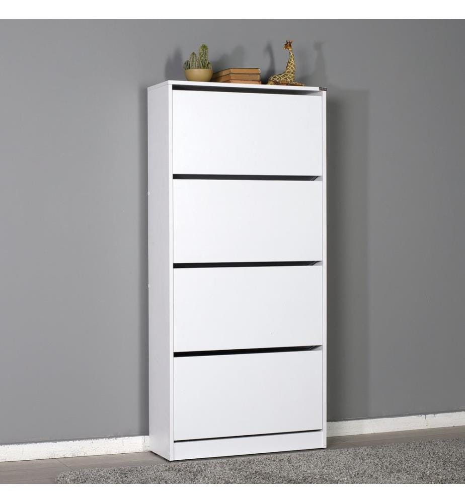Blanc, Armoires À Chaussures, 157X73X26 cm, Plaque De Particules Enrobée De Mélamine