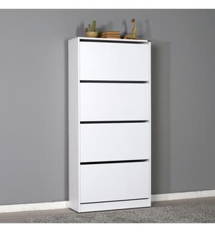 Weiss, Schuhschränke, 157X73X26 cm, Melaminbeschichtete Partikelplatte