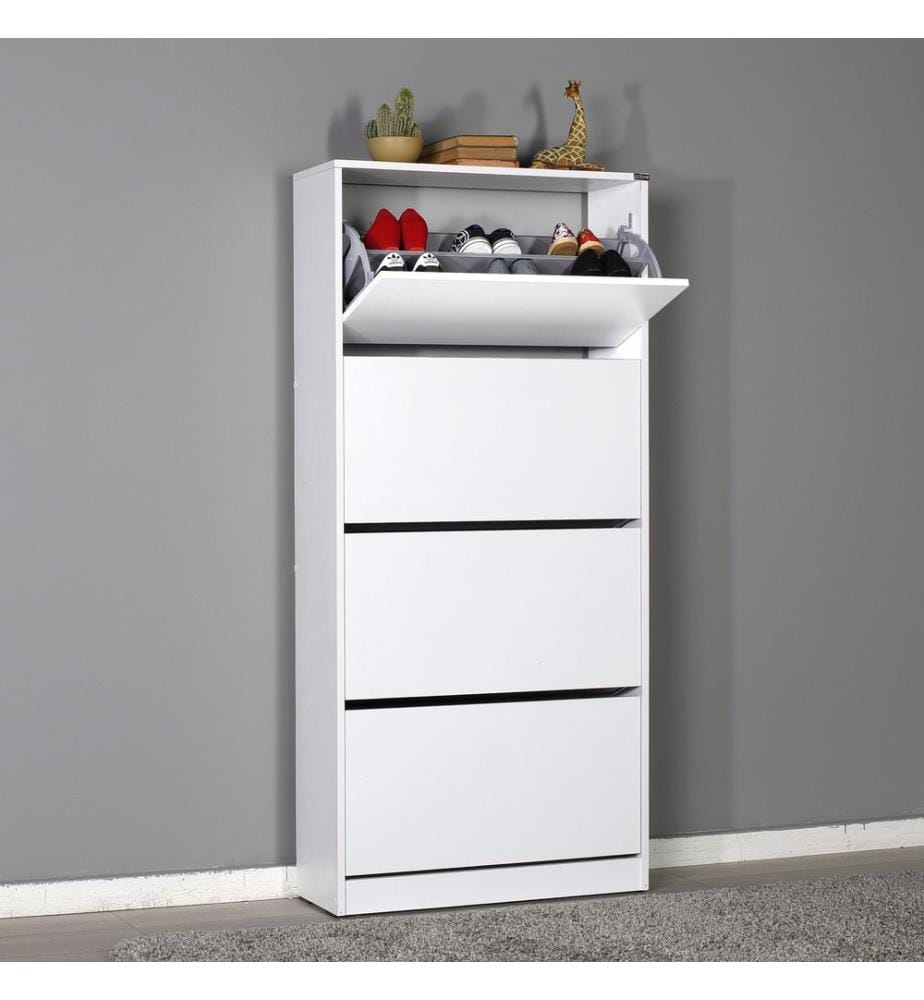 Blanc, Armoires À Chaussures, 157X73X26 cm, Plaque De Particules Enrobée De Mélamine