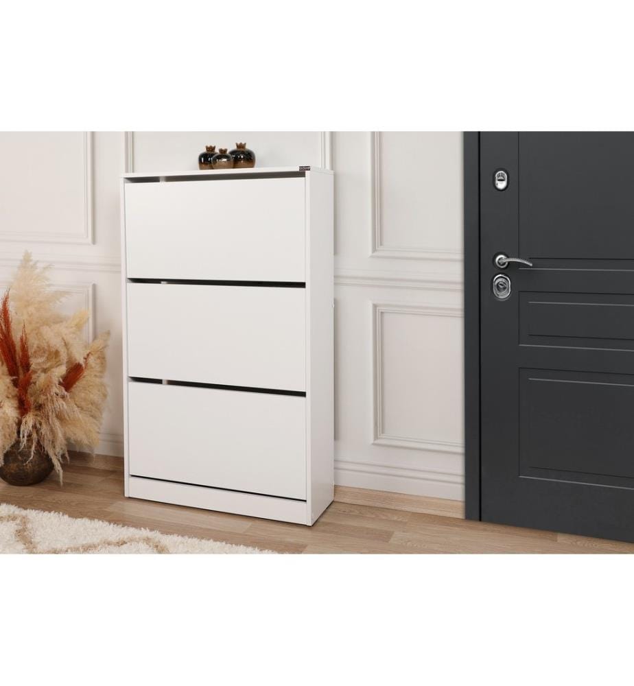 Bianco, Armadi Per Scarpe, 119X73X26 cm, Piastra Di Particelle Con Rivestimento Melamina