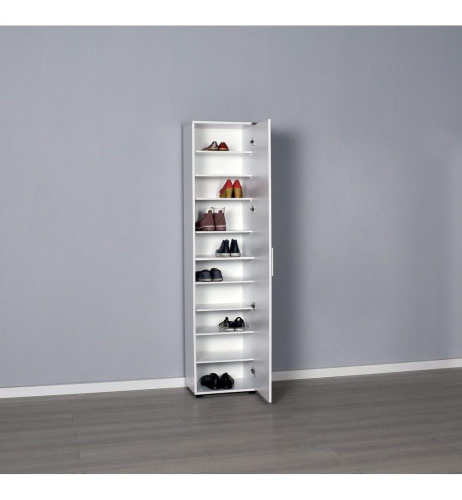 Meuble à chaussures, blanc, panneau de particules 100 % mélaminé