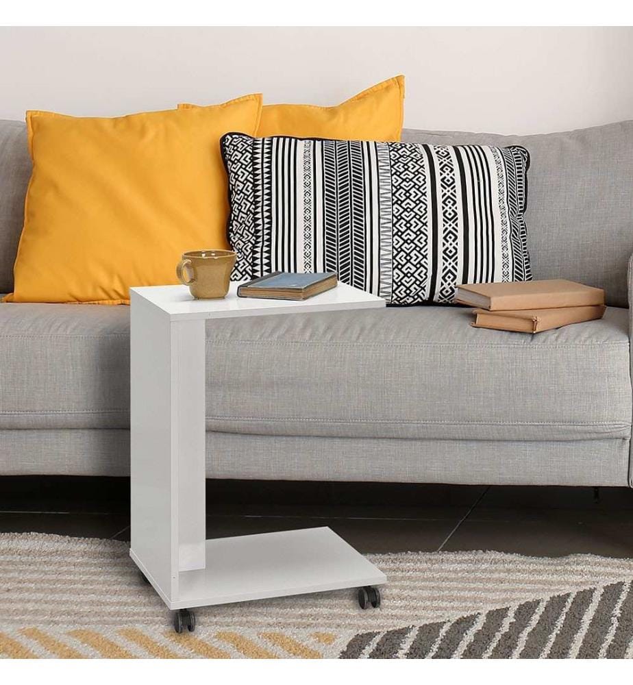 Table d'appoint, blanc diamant, PANNEAU DE PARTICULES 100 % REVÊTU DE MÉLAMINE