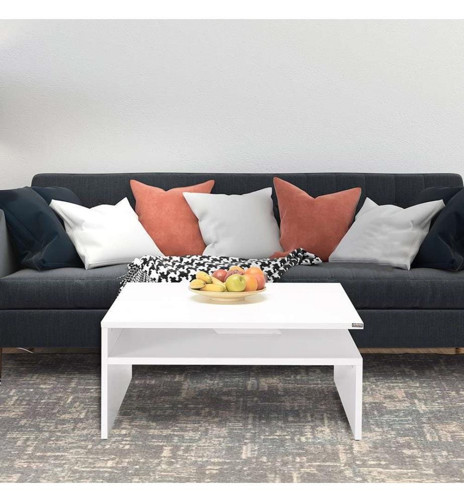 Table basse, blanc diamant, PANNEAU DE PARTICULES 100 % REVÊTU DE MÉLAMINE