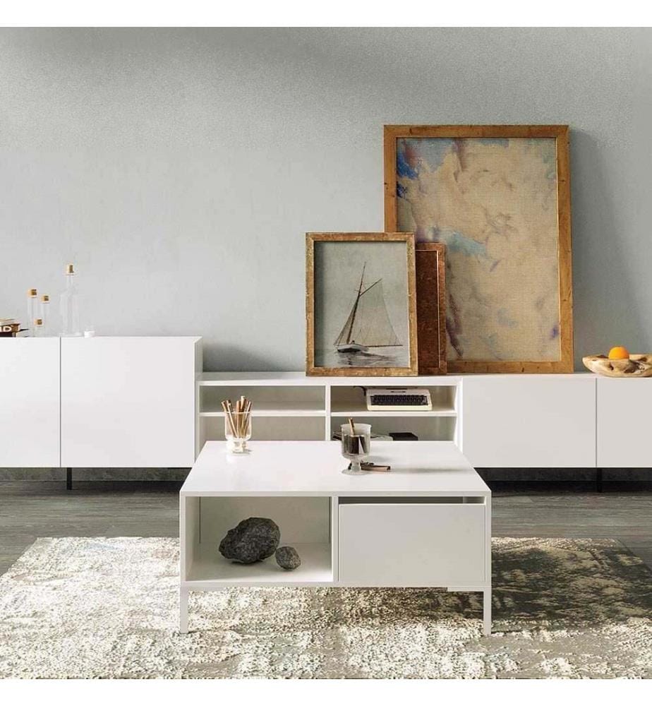 Table basse, blanc diamant, PANNEAU DE PARTICULES 100 % REVÊTU DE MÉLAMINE