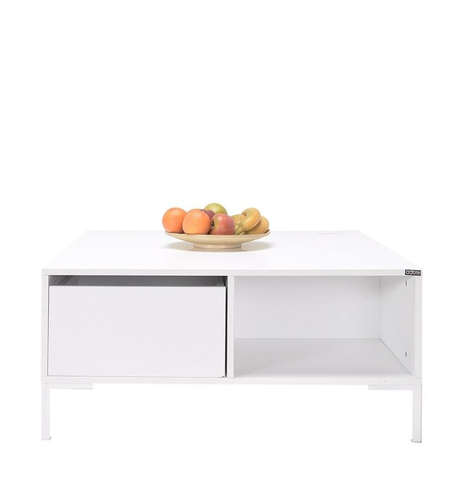 Table basse, blanc diamant, PANNEAU DE PARTICULES 100 % REVÊTU DE MÉLAMINE