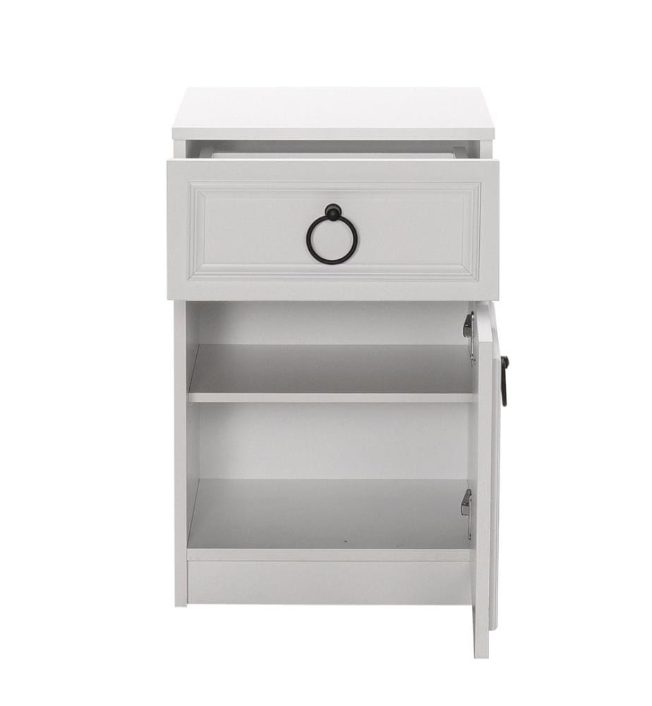 Table De Chevet, Blanc, Plaque De Particules Recouvertes De Mélamine