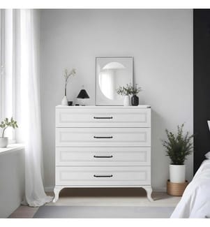 Kommode, Weiss, 100 % MELAMINBESCHICHTETE SPANPLATTE