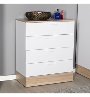Kommode, Eiche, Weiss, 100 % MELAMINBESCHICHTETE SPANPLATTE