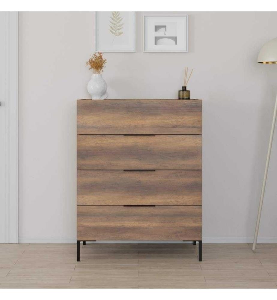 Commode, noyer, PANNEAU DE PARTICULES 100 % MÉLAMINÉ