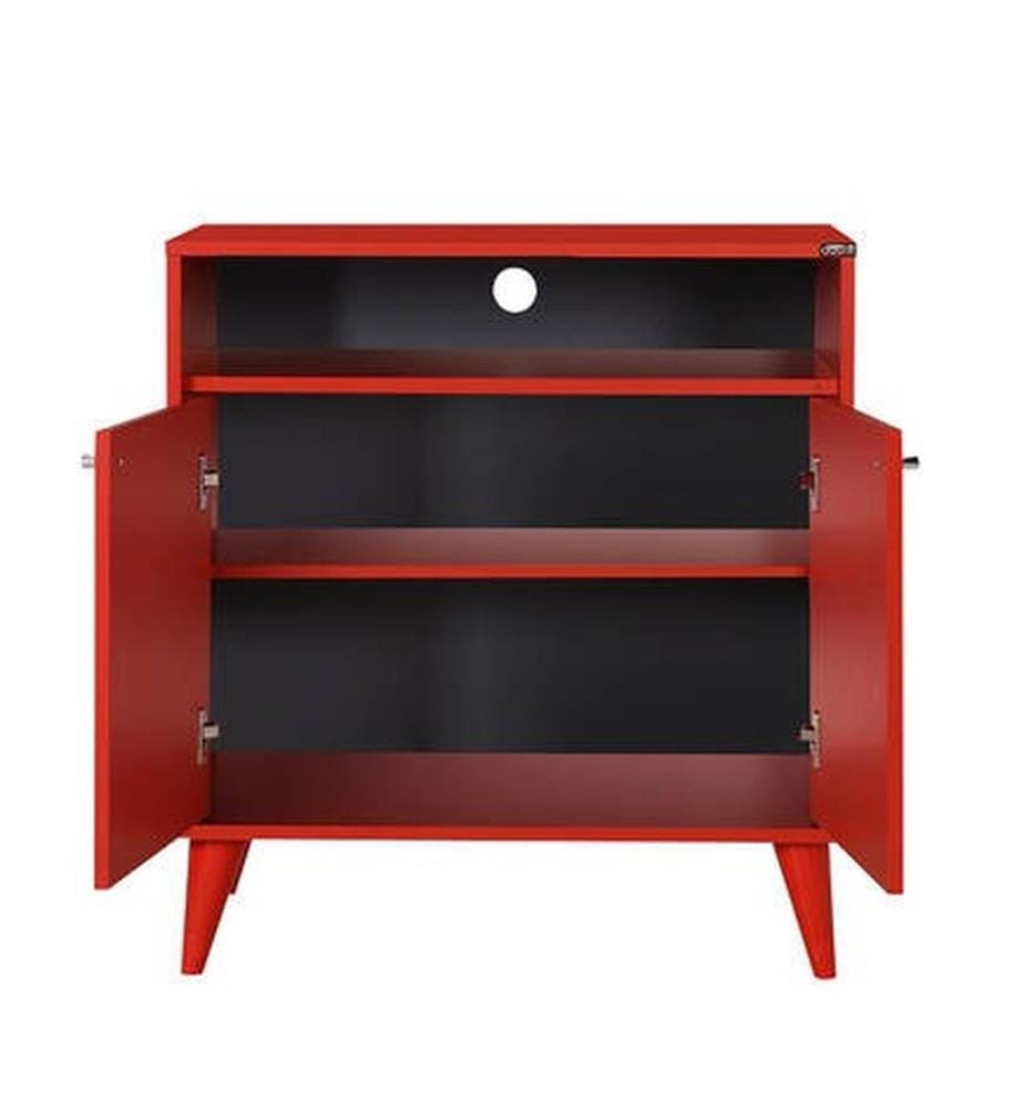 Cabinet polyvalent, rouge, panneau de particules mélaminé