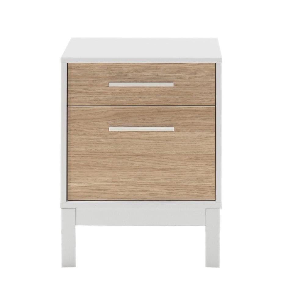Table de nuit, Chêne, Blanc, Panneau de particules mélaminé