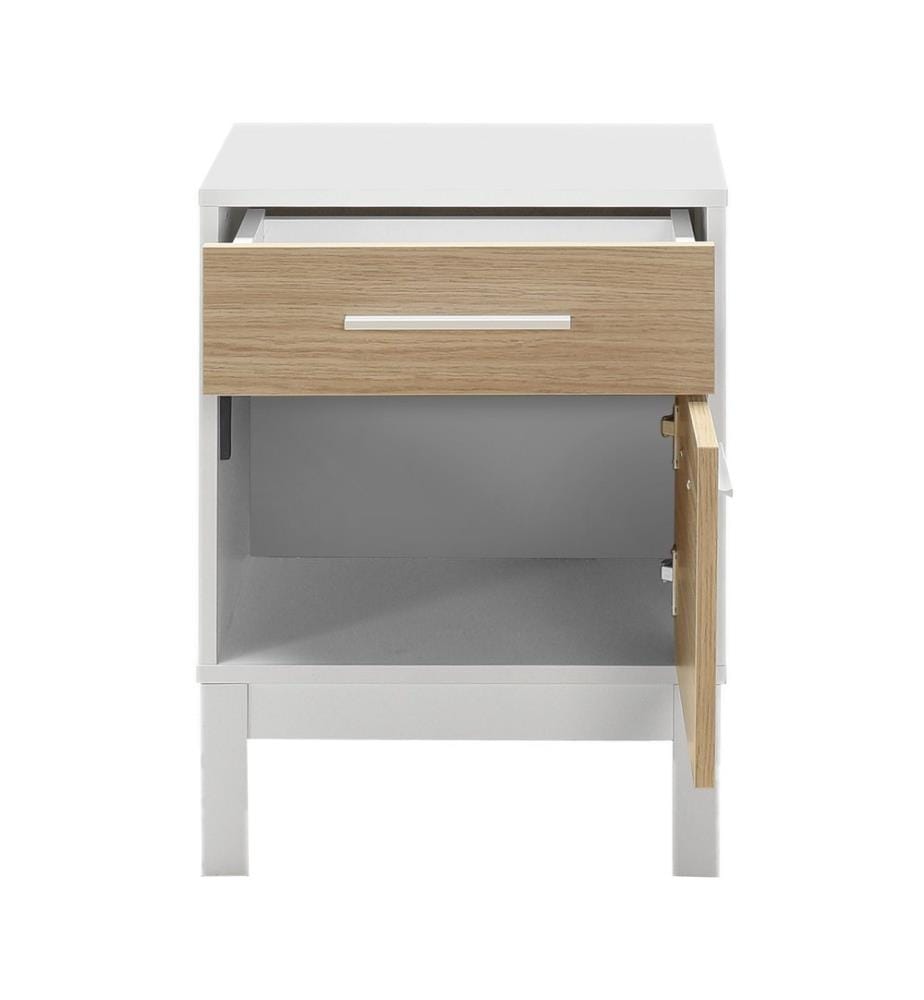 Table de nuit, Chêne, Blanc, Panneau de particules mélaminé